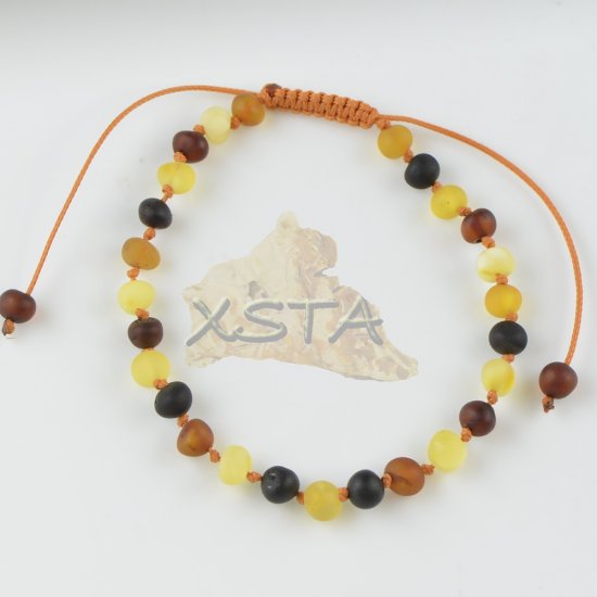 Womens adjustable amber bracelet raw mix color